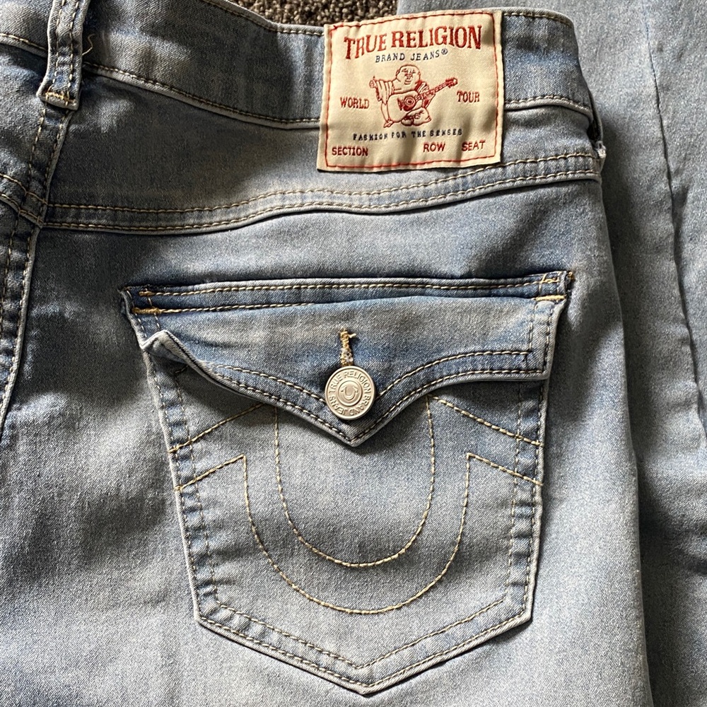True Religion Light Blue Denim Back Pocket Jeans